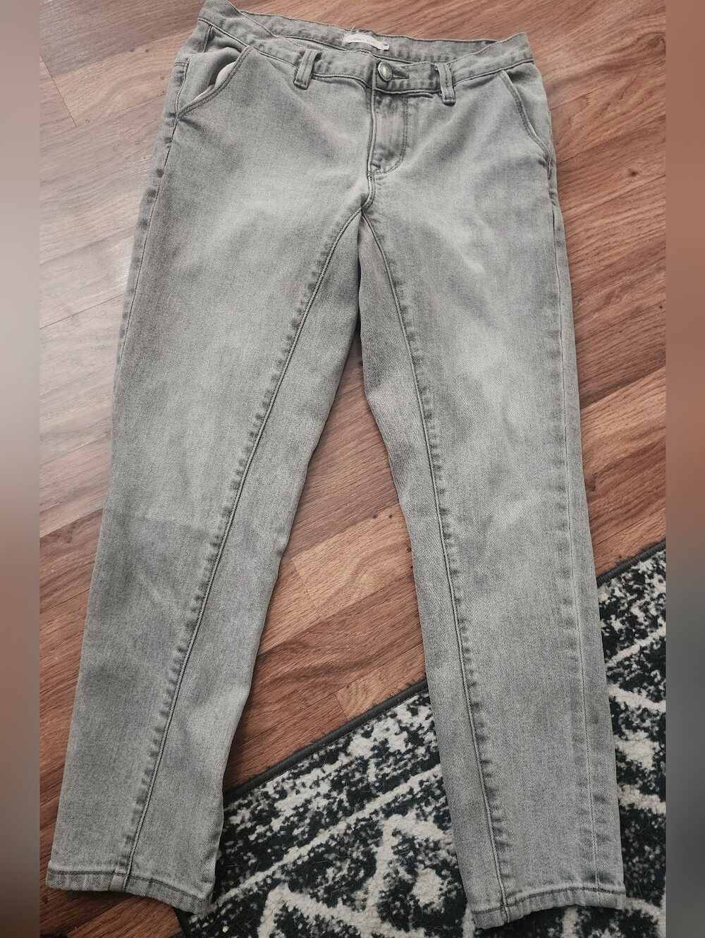 Women’s Silene And + Noise Gray Jeans Offset Hem Casual Straight Leg Size 28